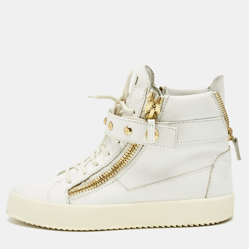 Giuseppe Zanotti White Leather Coby High Top Sneakers Size 43 Giuseppe Zanotti White Leather Coby High Top Sneakers Size 43