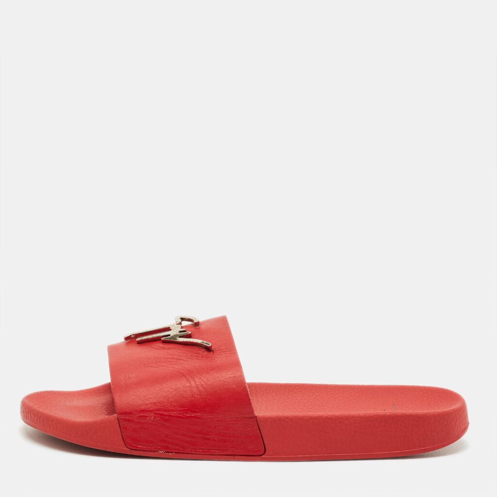 Giuseppe Zanotti Red Leather Logo Slide Sandals Size 43 Giuseppe Zanotti Red Leather Logo Slide Sandals Size 43
