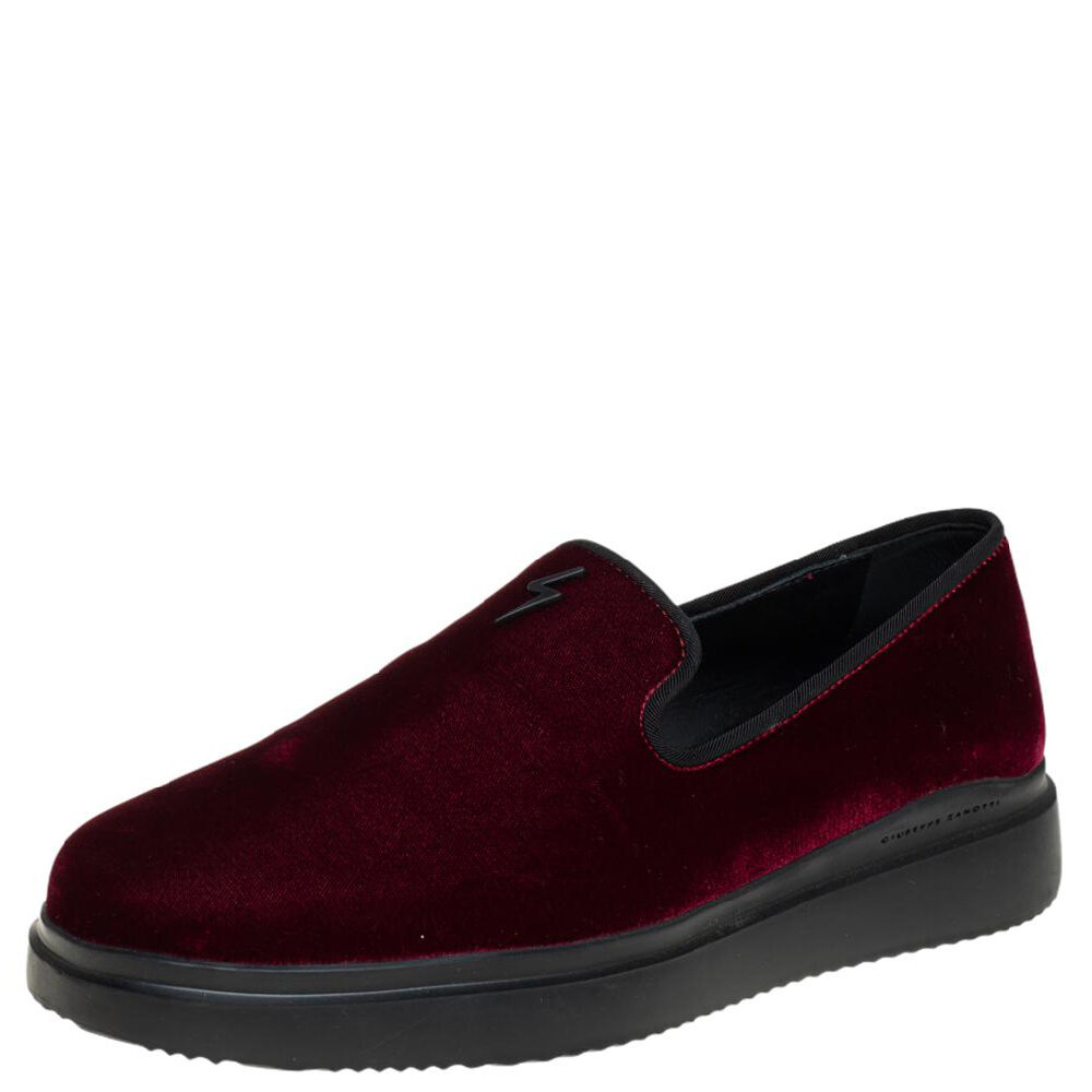 Giuseppe Zanotti Burgundy Velvet Slip On Sneakers Size 42 Giuseppe Zanotti Burgundy Velvet Slip On Sneakers Size 42