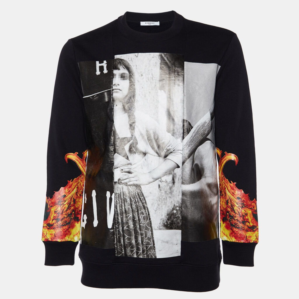 Givenchy Black Printed Cotton Sweatshirt S Givenchy Black Printed Cotton Sweatshirt S