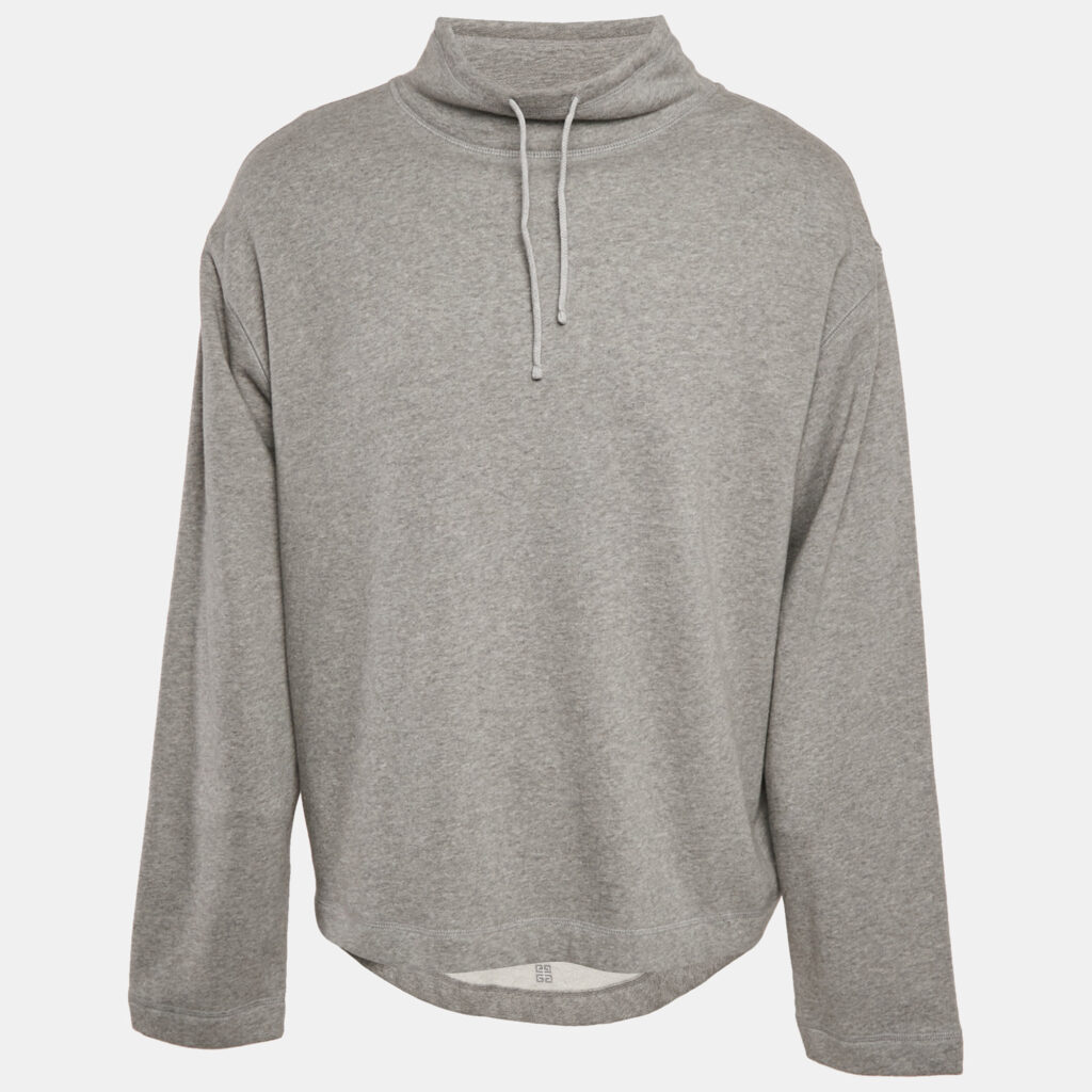Givenchy Grey Cotton Knit High Neck Sweatshirt M