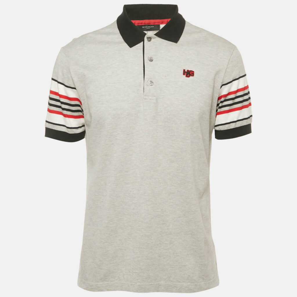 Givenchy Grey Cotton Pique Polo T-Shirt L
