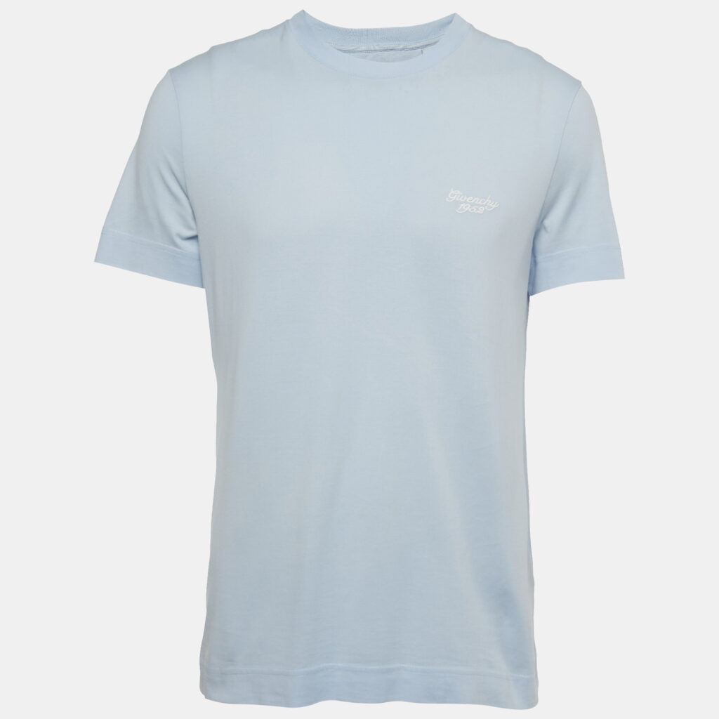 Givenchy Blue Embroidered Jersey Crew Neck T-Shirt M