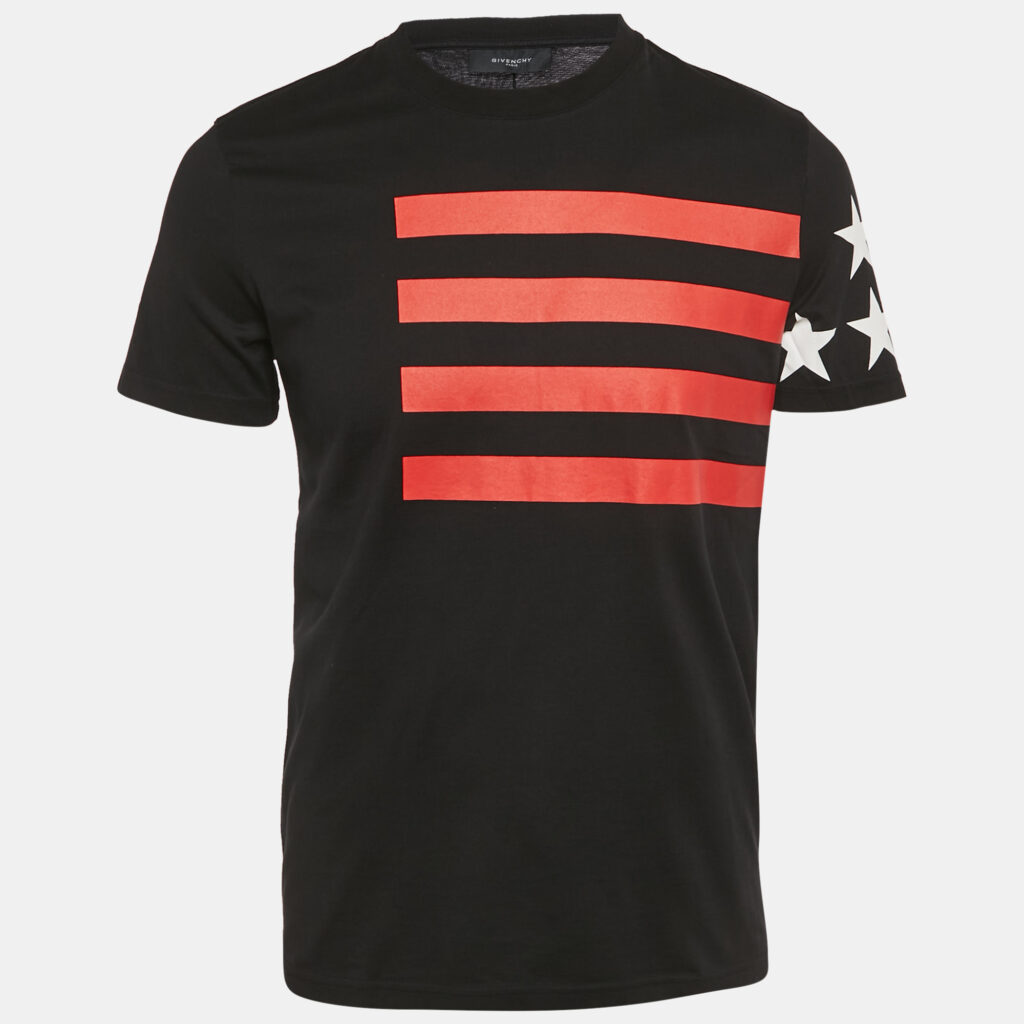 luxury-men-givenchy-used-clothes-p1229688-005-1.jpg Givenchy Black Printed Jersey Crewneck T-Shirt S