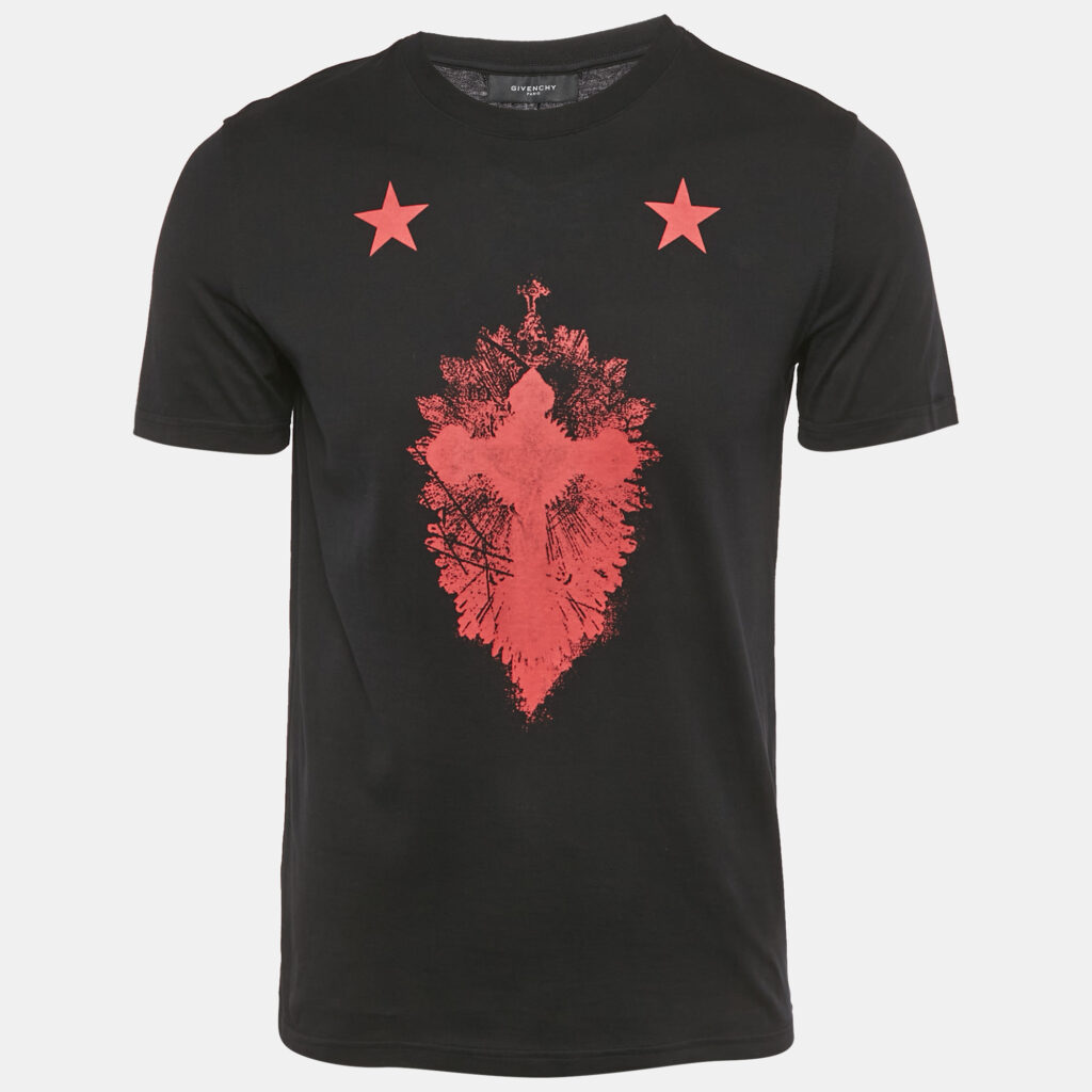 Givenchy Black Cross Print Jersey Crewneck T-Shirt S Givenchy Black Cross Print Jersey Crewneck T-Shirt S