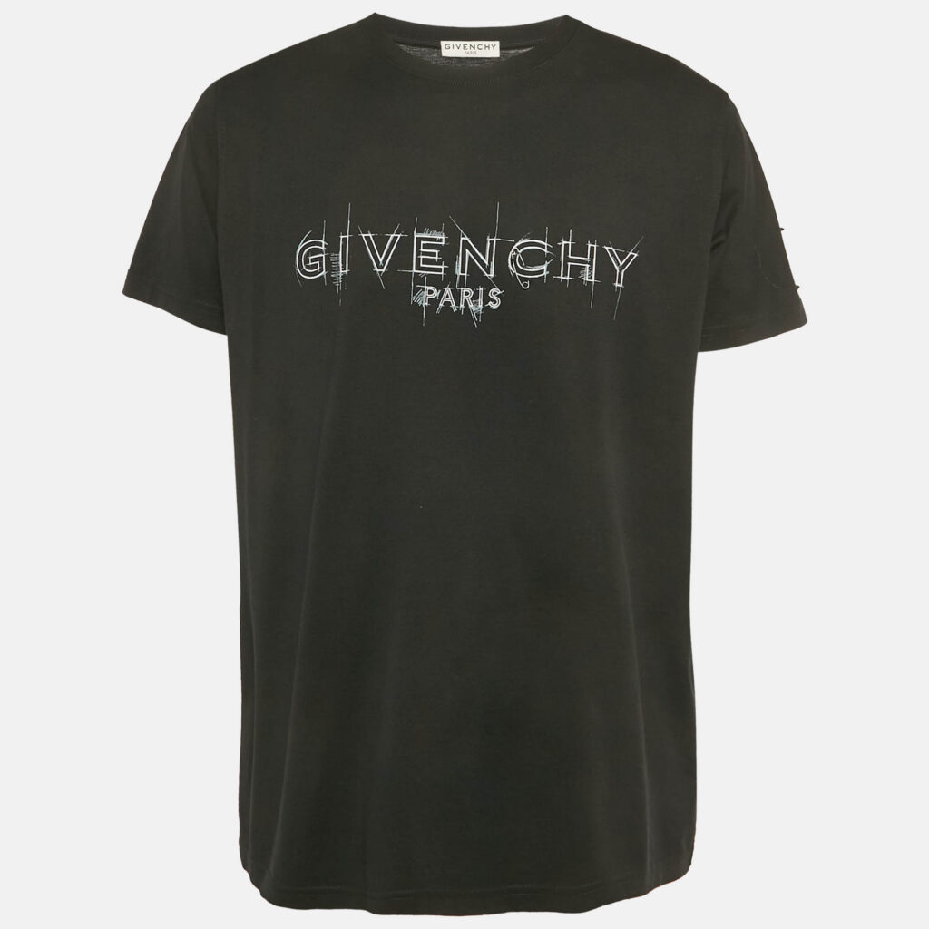 Givenchy Black Logo Print Jersey Loose Fit T-Shirt S