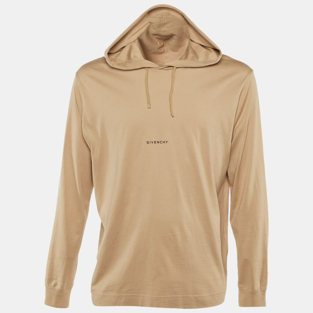 Givenchy Beige Logo Print Cotton Hoodie S Givenchy Beige Logo Print Cotton Hoodie S