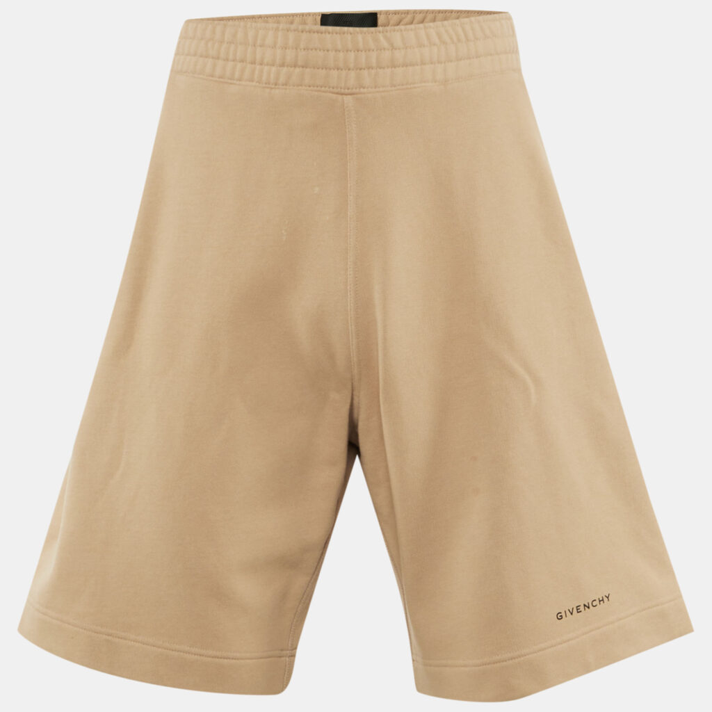 Givenchy Beige Logo Print Cotton Shorts M
