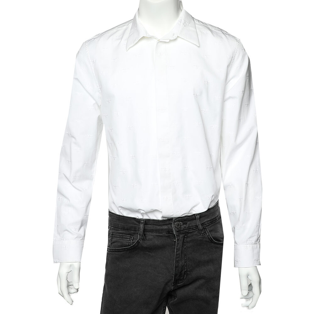 Givenchy White Embroidered Cotton Button Front Shirt XL Givenchy White Embroidered Cotton Button Front Shirt XL