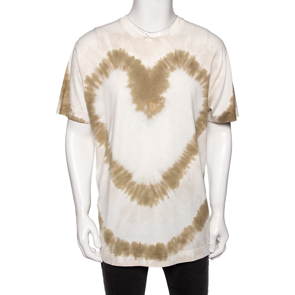 Givenchy White Tie-Dye Heart Printed Cotton Crewneck Oversized T-Shirt M Givenchy White Tie-Dye Heart Printed Cotton Crewneck Oversized T-Shirt M