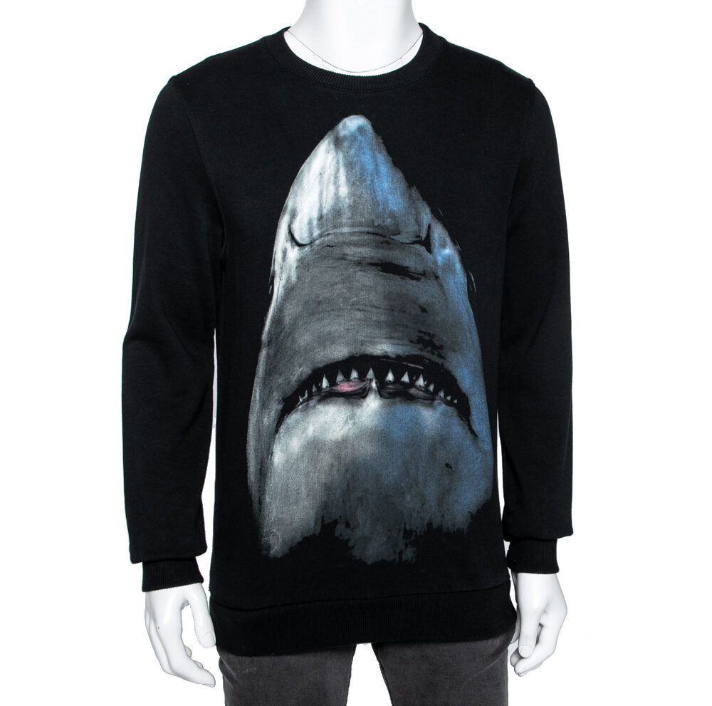 Givenchy Black Shark Printed Cotton Crew Neck Sweatshirt XS Givenchy Black Shark Printed Cotton Crew Neck Sweatshirt XS