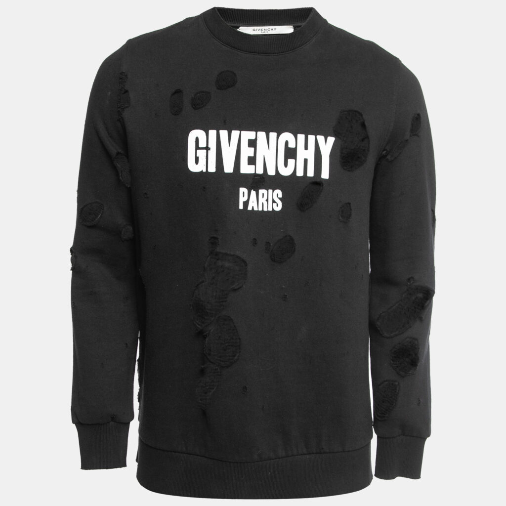 Givenchy Black Destroyed Effect Cotton Sweatshirt XS Givenchy Black Destroyed Effect Cotton Sweatshirt XS