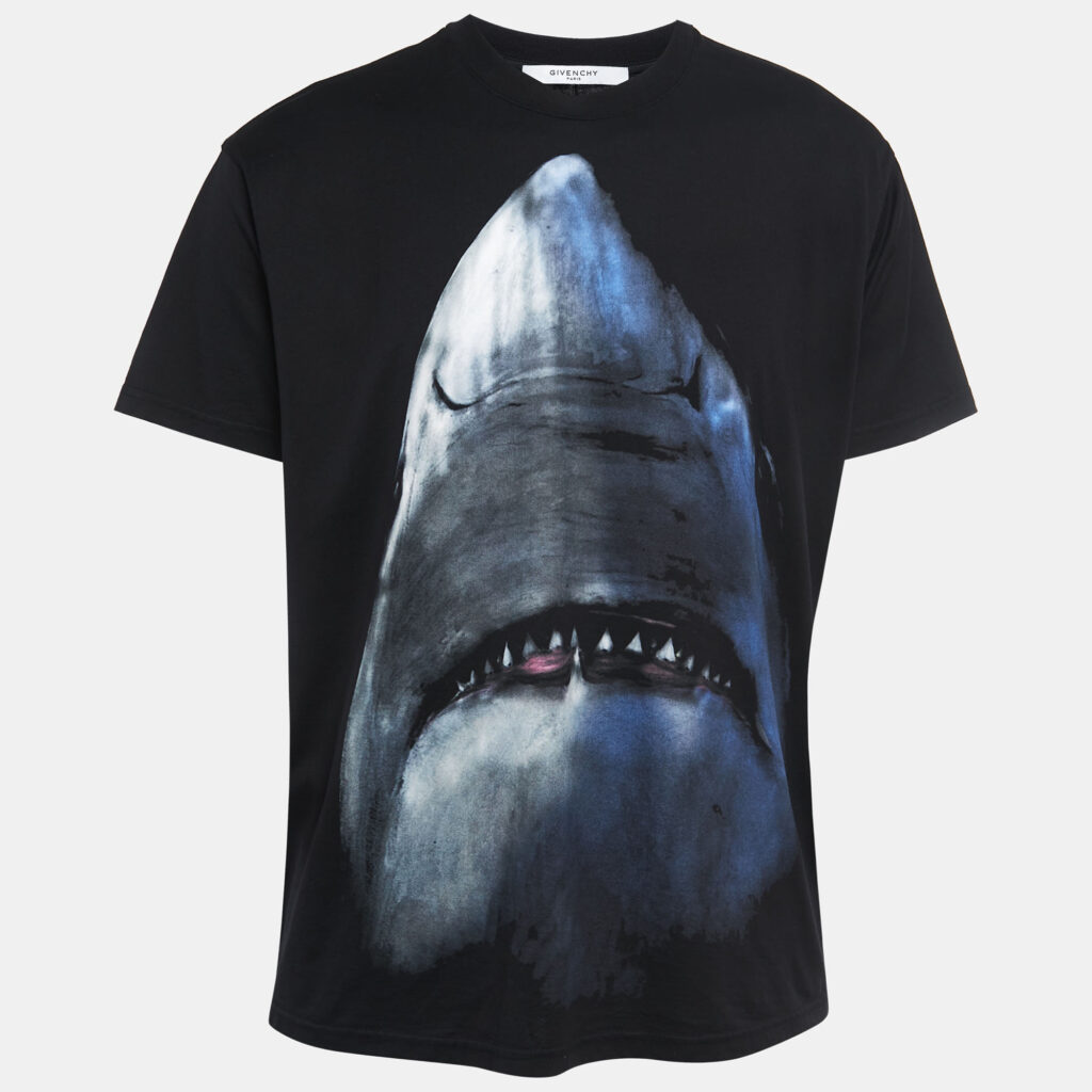 Givenchy Black Cotton Shark Printed T-Shirt S Givenchy Black Cotton Shark Printed T-Shirt S