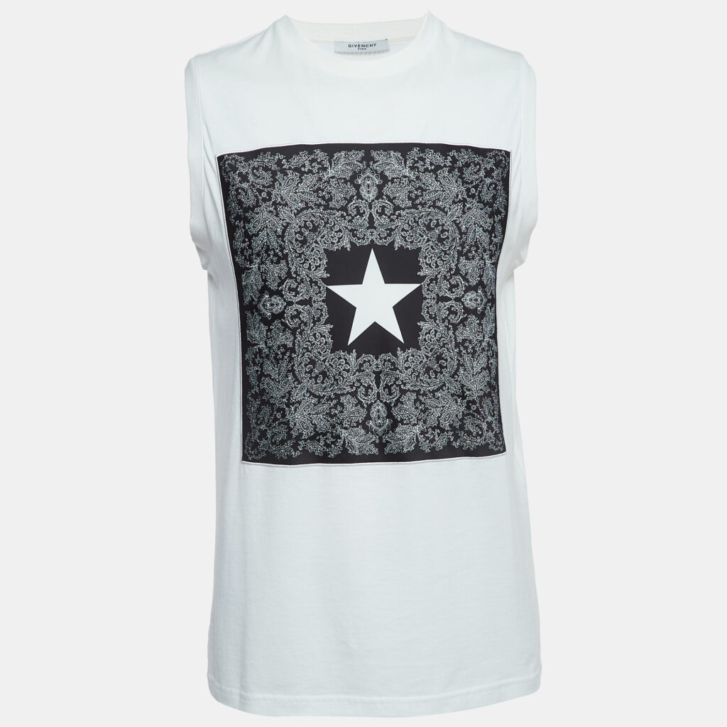 Givenchy White Cotton Print Patch Detail Tank Top M Givenchy White Cotton Print Patch Detail Tank Top M