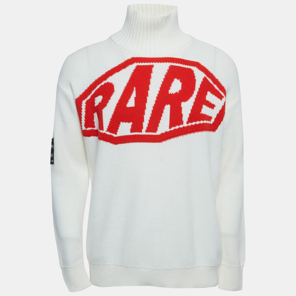 Givenchy Off-White Rare Jacquard Wool Blend Roll Neck Jumper M Givenchy Off-White Rare Jacquard Wool Blend Roll Neck Jumper M
