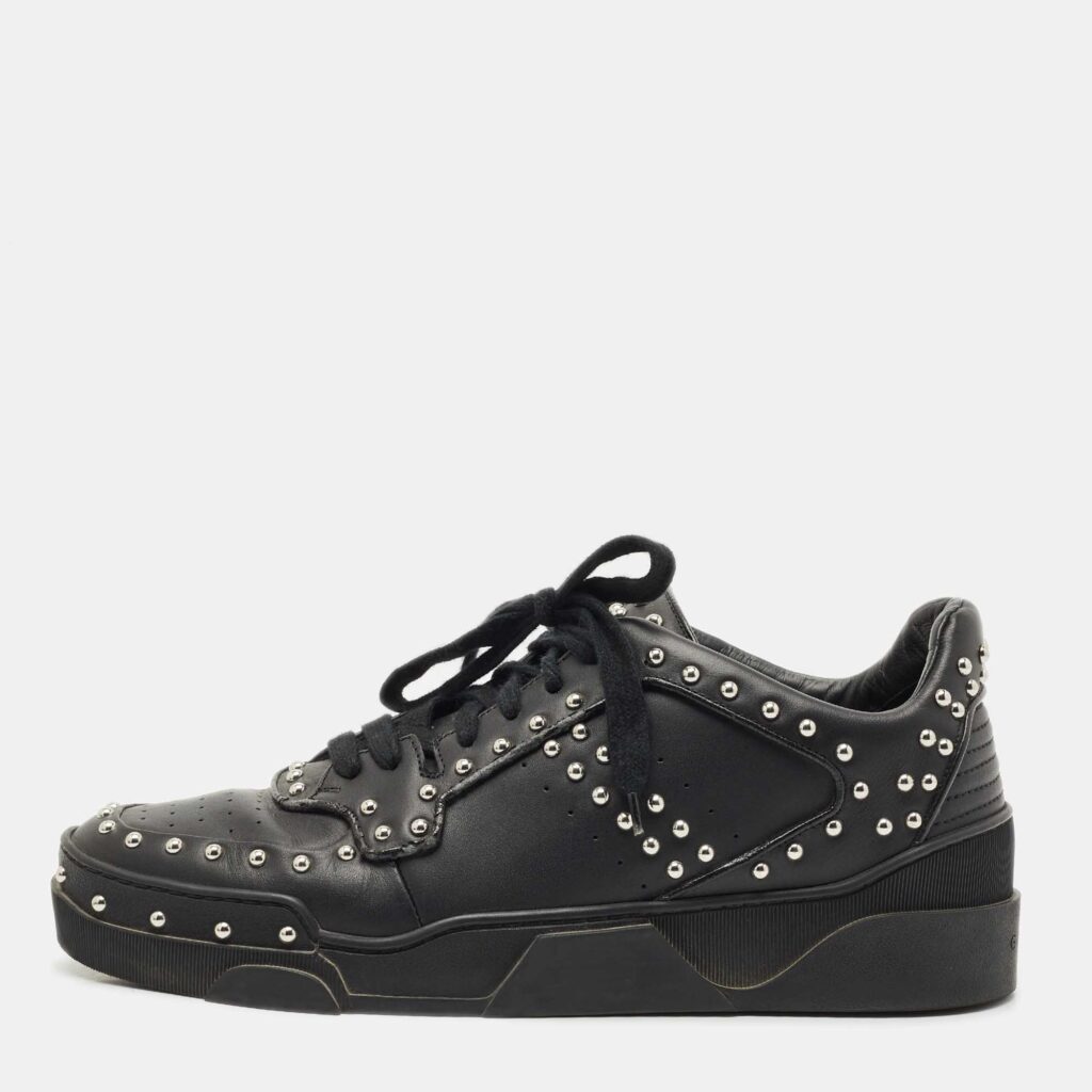 Givenchy Black Studded Leather Tyson High Top Sneakers Size 43