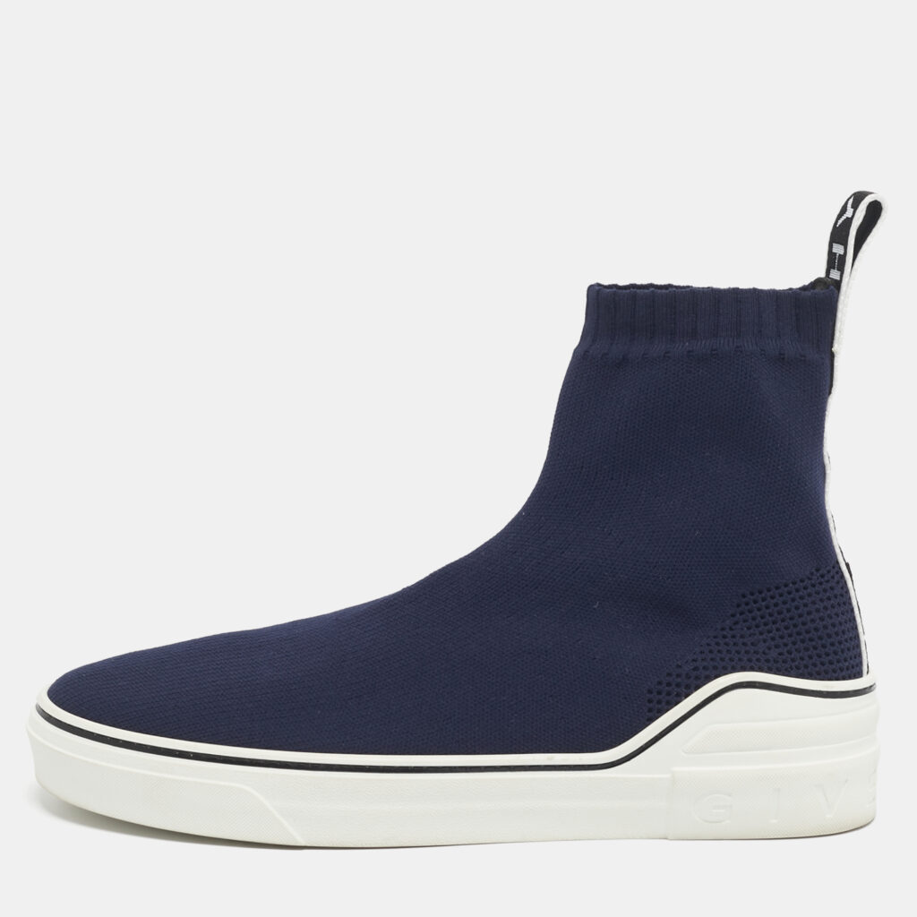 Givenchy Navy Blue Knit Fabric George V Sneakers Size 41 Givenchy Navy Blue Knit Fabric George V Sneakers Size 41