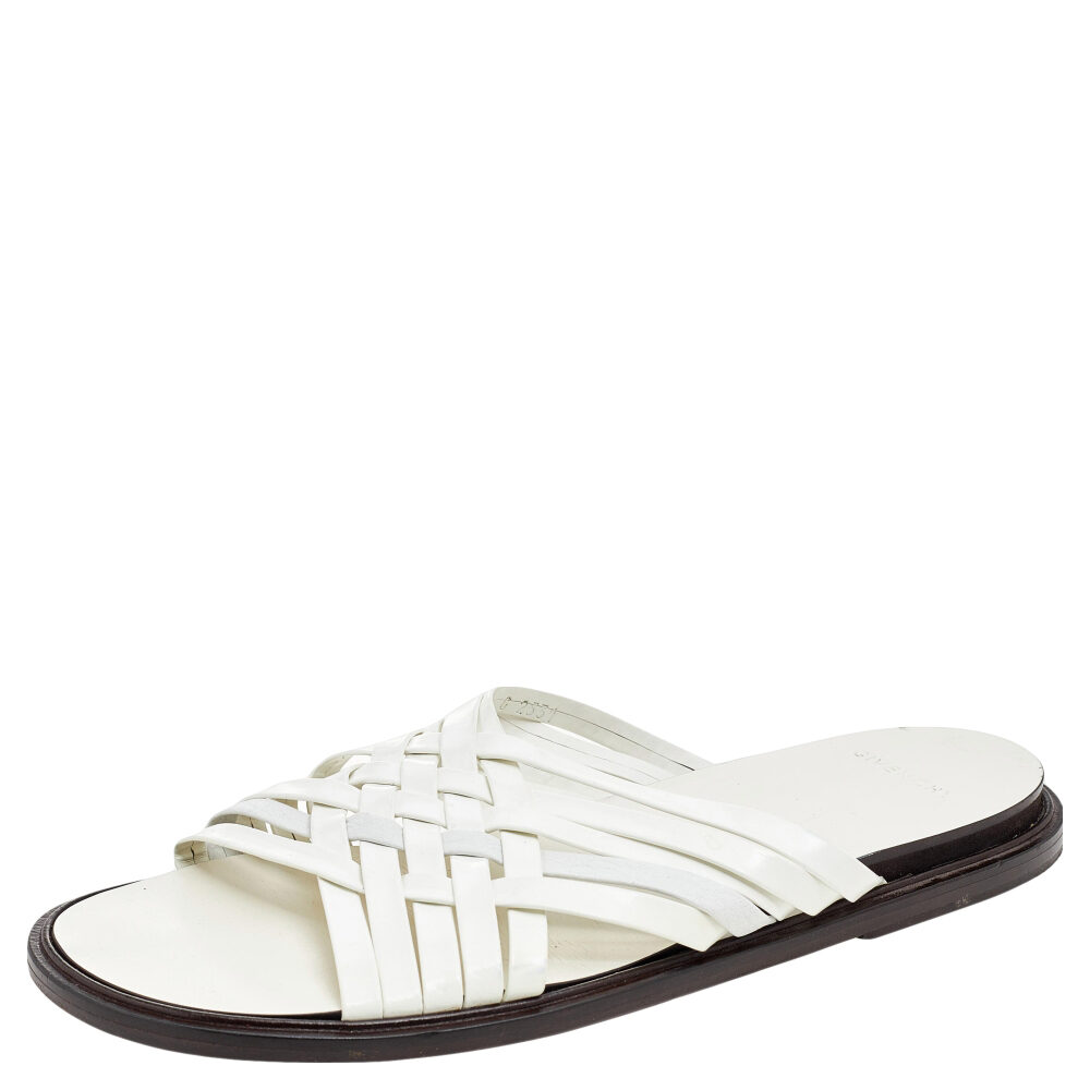 Givenchy White Leather Strappy Flat Slide Sandals Size 43 Givenchy White Leather Strappy Flat Slide Sandals Size 43