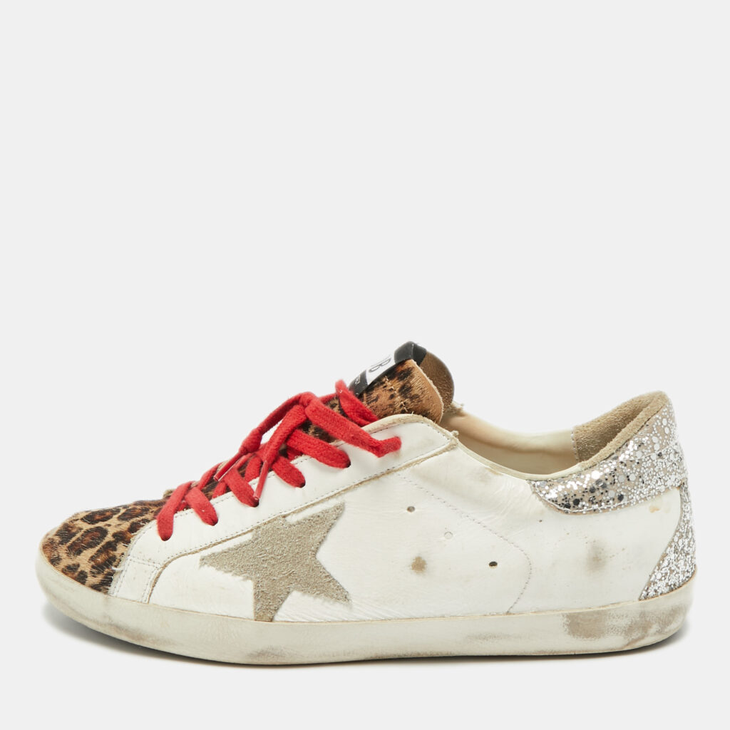 Golden Goose White/Brown Calf Hair Leather Super Star Sneakers Size 41 Golden Goose White/Brown Calf Hair Leather Super Star Sneakers Size 41