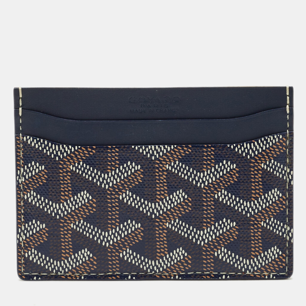 Goyard Navy Blue Goyardine Coated Canvas and Leather Saint Sulpice Card Holder Goyard Navy Blue Goyardine Coated Canvas and Leather Saint Sulpice Card Holder