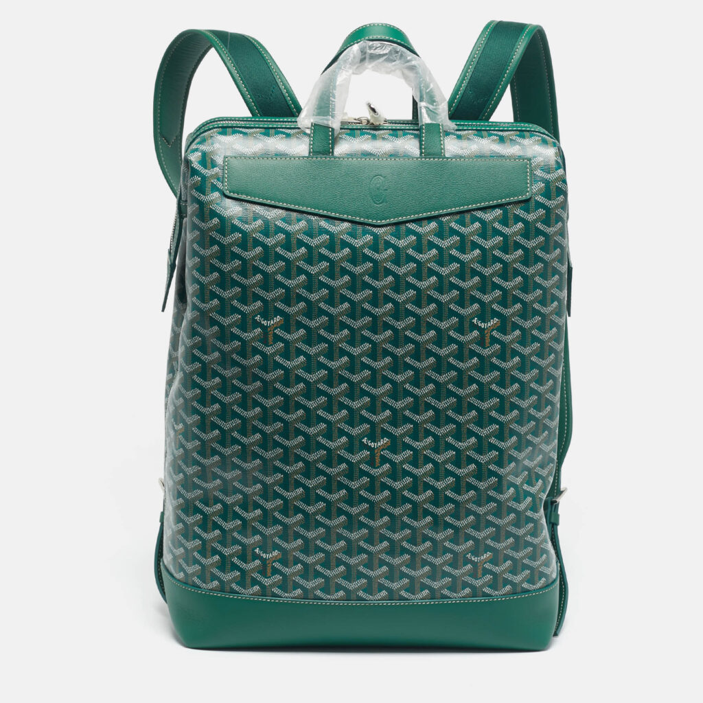 Goyard Green Goyardine Coated Canvas and Leather Cisalpin Backpack Goyard Green Goyardine Coated Canvas and Leather Cisalpin Backpack