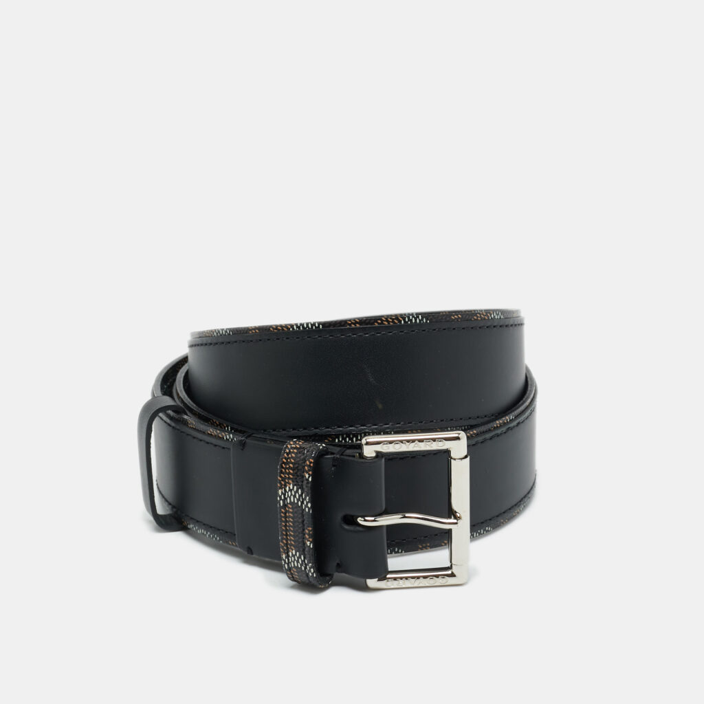 Goyard Black Goyardine Coated Canvas and Leather Florida Belt 95 CM Goyard Black Goyardine Coated Canvas and Leather Florida Belt 95 CM