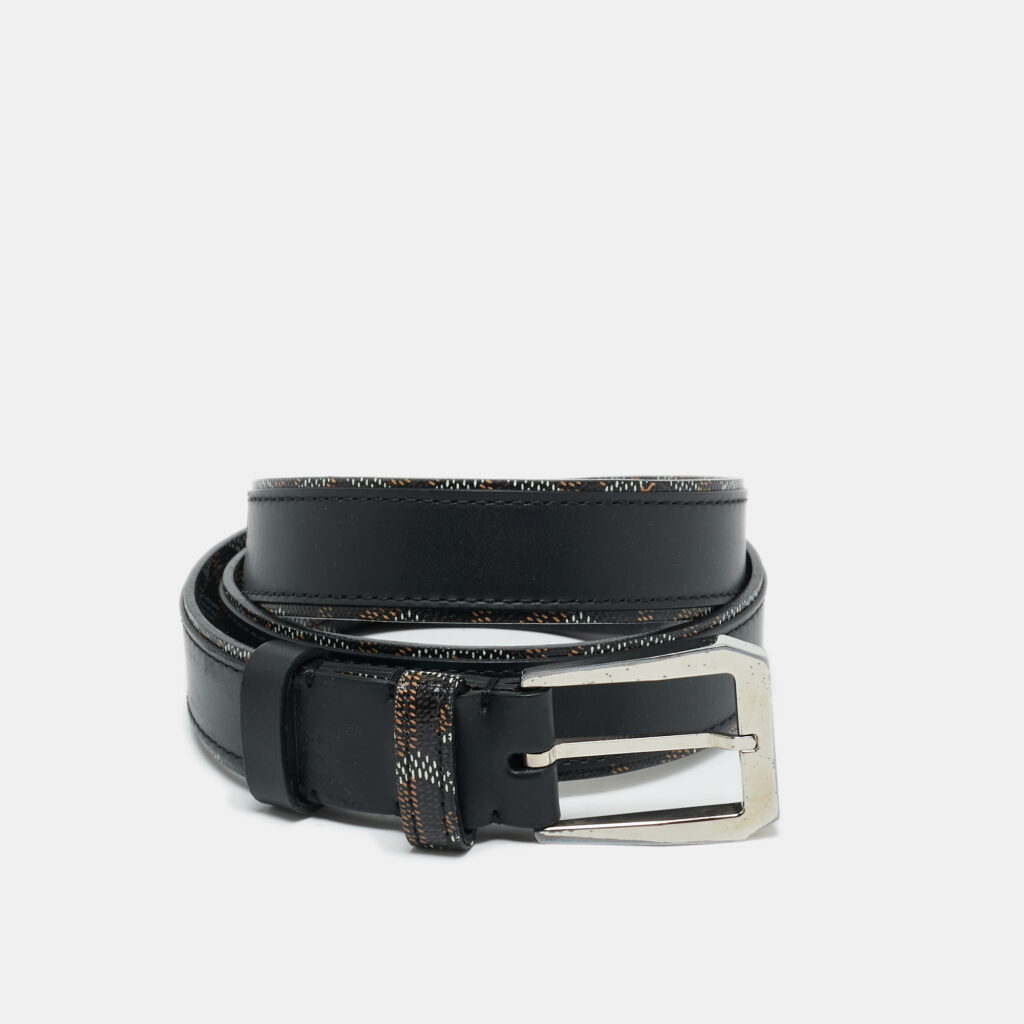 Goyard Black Goyardine Coated Canvas and Leather Fregate Belt 90 CM Goyard Black Goyardine Coated Canvas and Leather Fregate Belt 90 CM