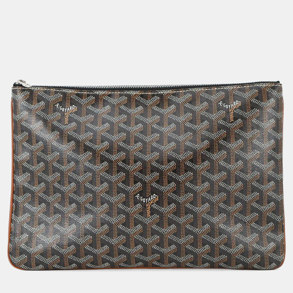Goyard Senna Clutch Bag Black/Natural senat Pvc Leather Size Mm