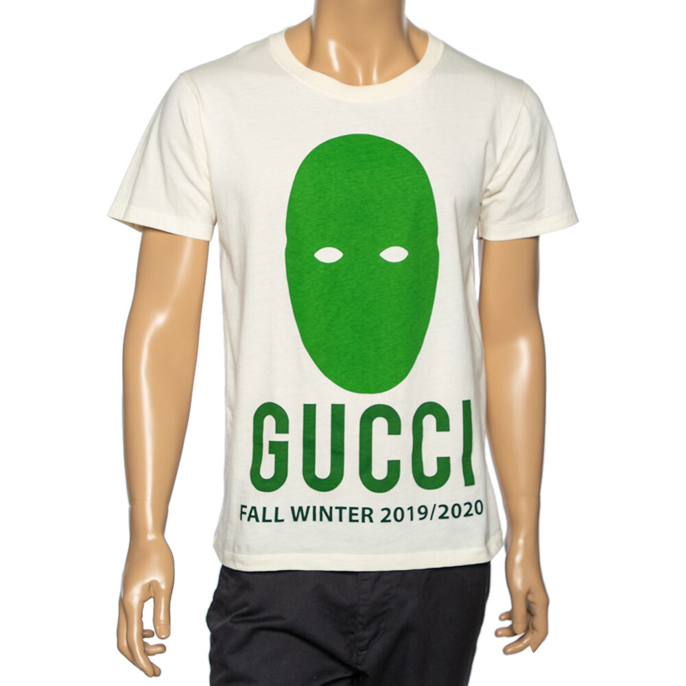Gucci Cream Cotton Manifesto Mask Printed Crew Neck T-Shirt XS Gucci Cream Cotton Manifesto Mask Printed Crew Neck T-Shirt XS