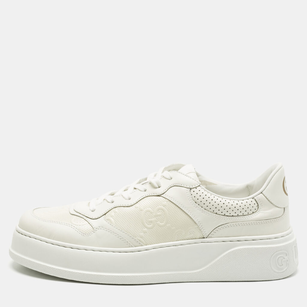 Gucci White Leather Chunky Lace Up Sneakers Size 46 Gucci White Leather Chunky Lace Up Sneakers Size 46
