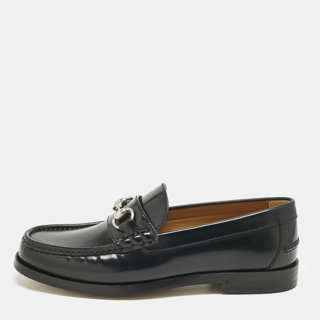 luxury-men-gucci-new-shoes-p1220823-001-1.jpg Gucci Black Leather Horsebit Loafers Size 41.5