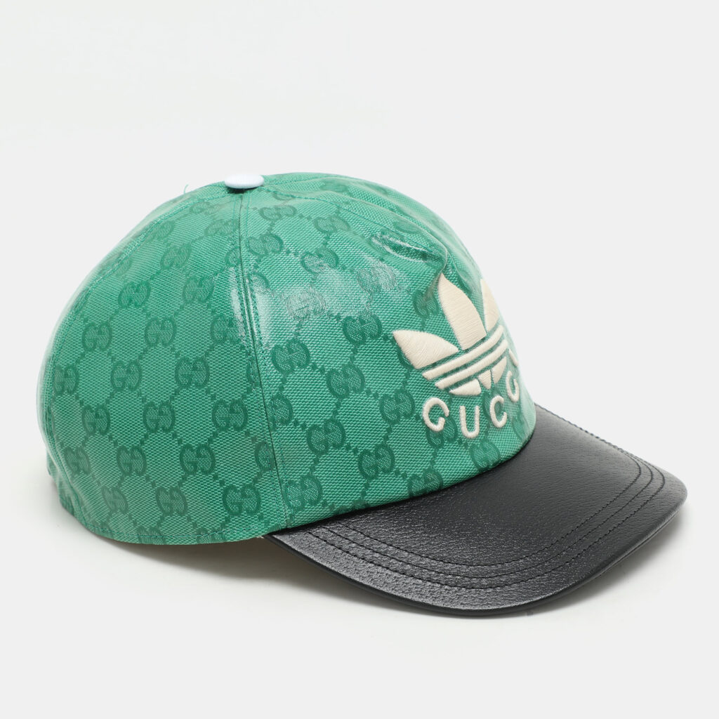 Gucci X Adidas Green GG Supreme Coated Canvas Baseball Cap L Gucci X Adidas Green GG Supreme Coated Canvas Baseball Cap L