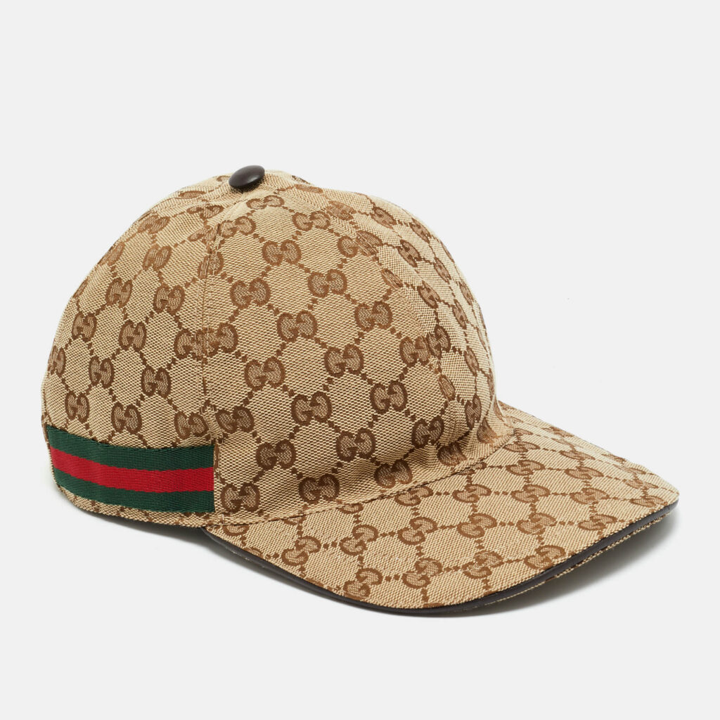 Gucci Beige Original GG Canvas Web Detail Baseball Cap S Gucci Beige Original GG Canvas Web Detail Baseball Cap S