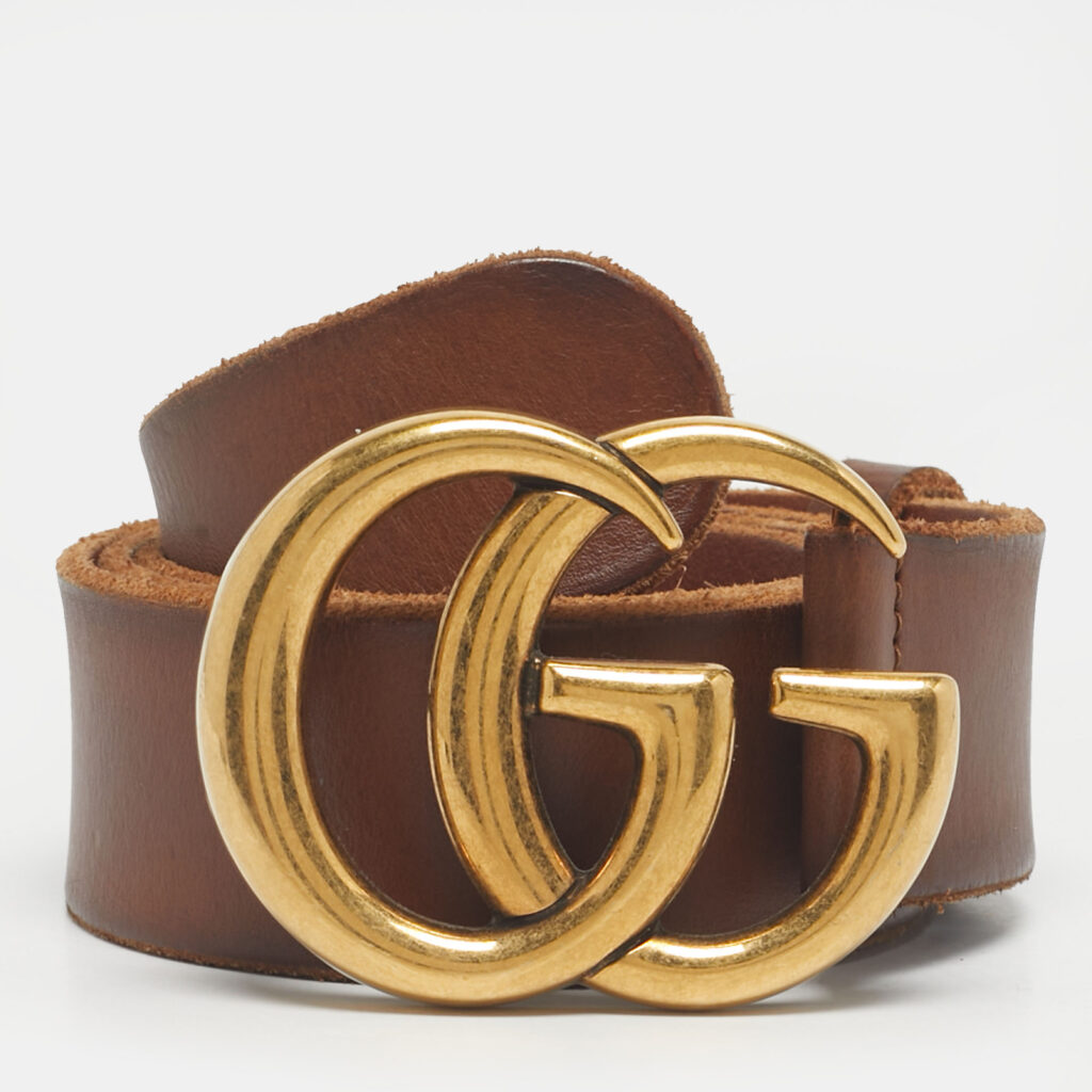 Gucci Brown Leather GG Marmont Buckle Belt 90CM Gucci Brown Leather GG Marmont Buckle Belt 90CM