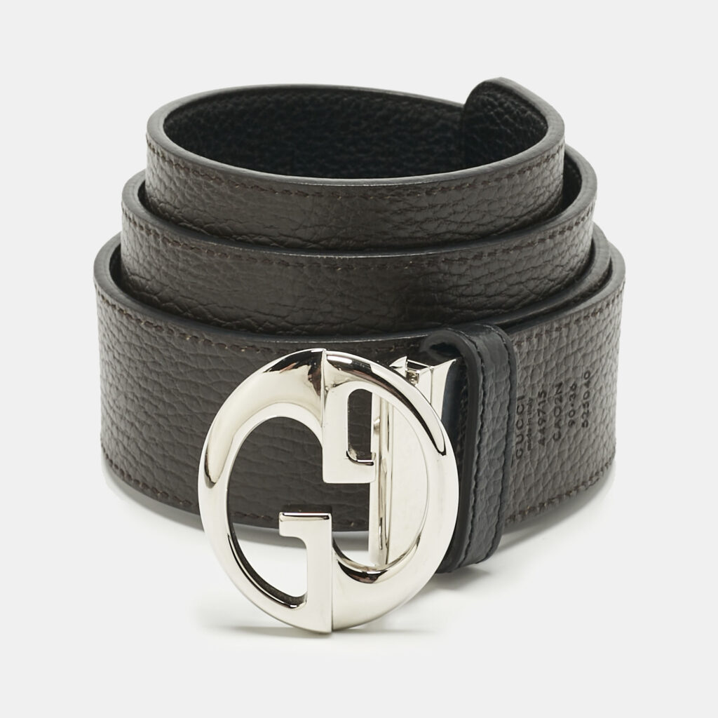 Gucci Black/Dark Brown Leather 1973 Reversible Buckle Belt 90CM Gucci Black/Dark Brown Leather 1973 Reversible Buckle Belt 90CM
