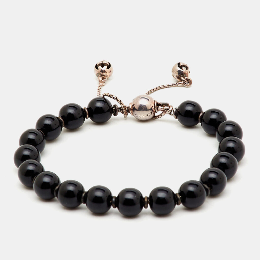 Gucci Boule Britt Black Beads Sterling Silver Bracelet 16 Gucci Boule Britt Black Beads Sterling Silver Bracelet 16
