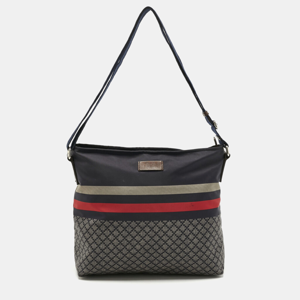luxury-men-gucci-used-bags-p1189828-001.jpg Gucci Navy Blue Diamante Nylon Web Flat Messenger Bag
