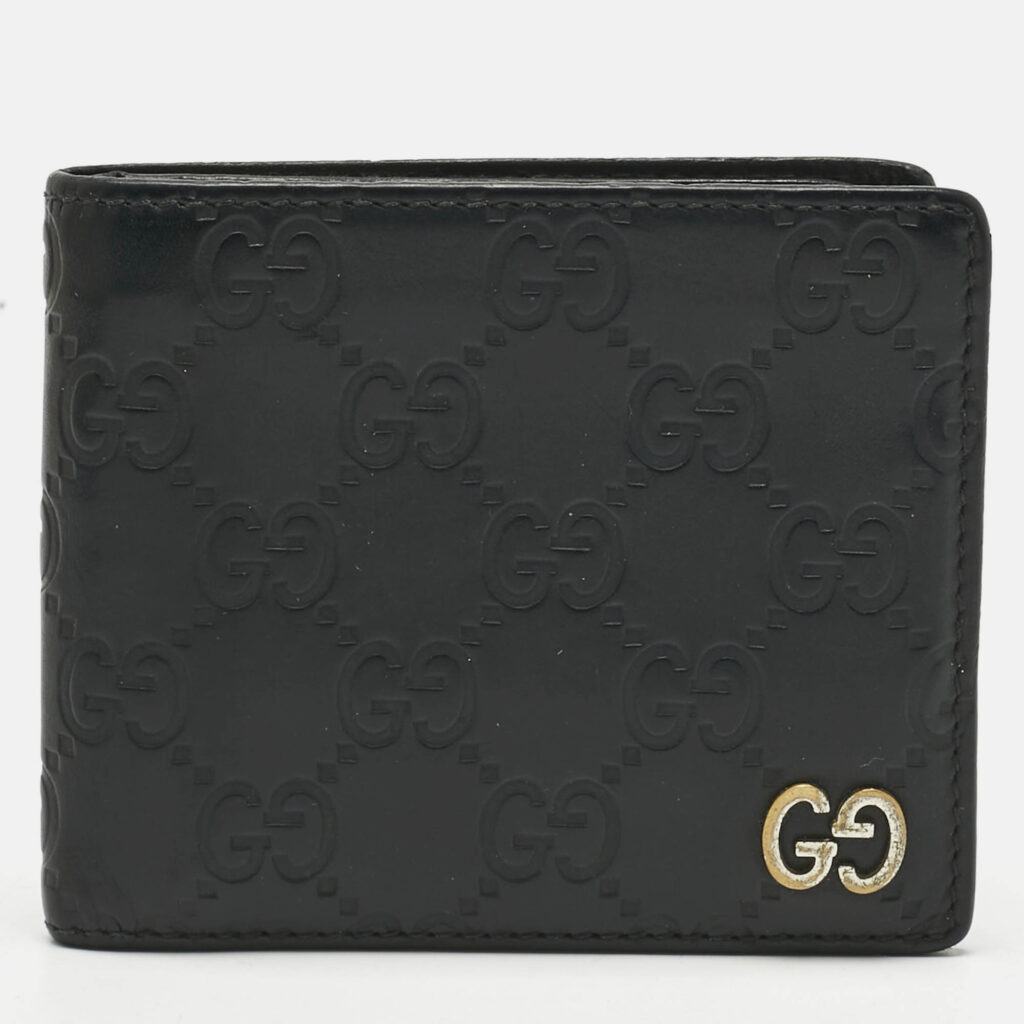 Gucci Black Guccissima Leather Interlocking G Bifold Wallet Gucci Black Guccissima Leather Interlocking G Bifold Wallet