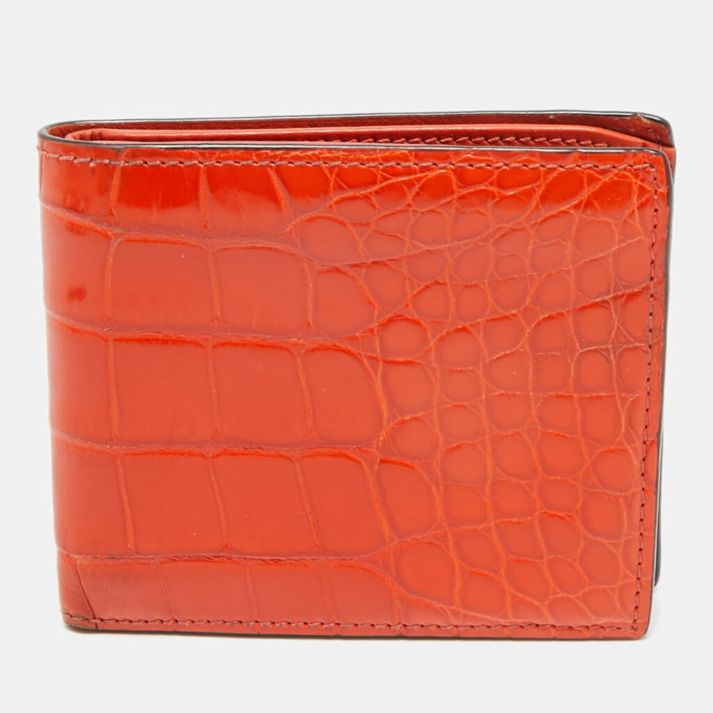 Gucci Orange Crocodile Bifold Wallet Gucci Orange Crocodile Bifold Wallet