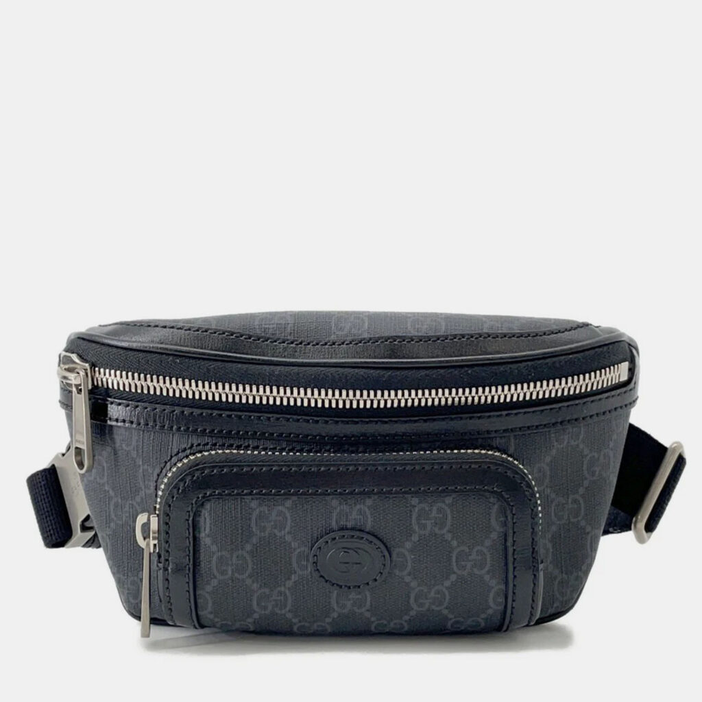 Gucci Interlocking G Belt Bag Black Gg Supreme Leather Gucci Interlocking G Belt Bag Black Gg Supreme Leather