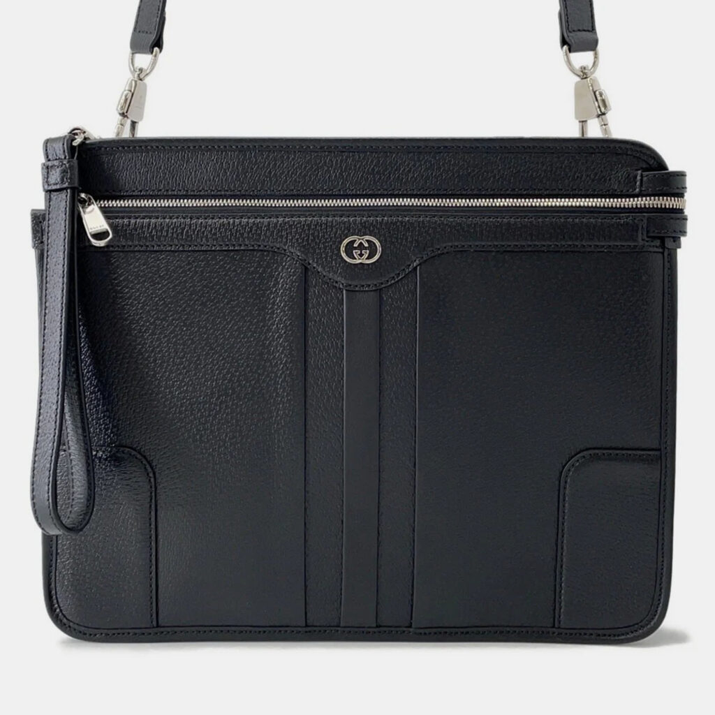Gucci Interlocking G Messenger Bag Black Leather Gucci Interlocking G Messenger Bag Black Leather