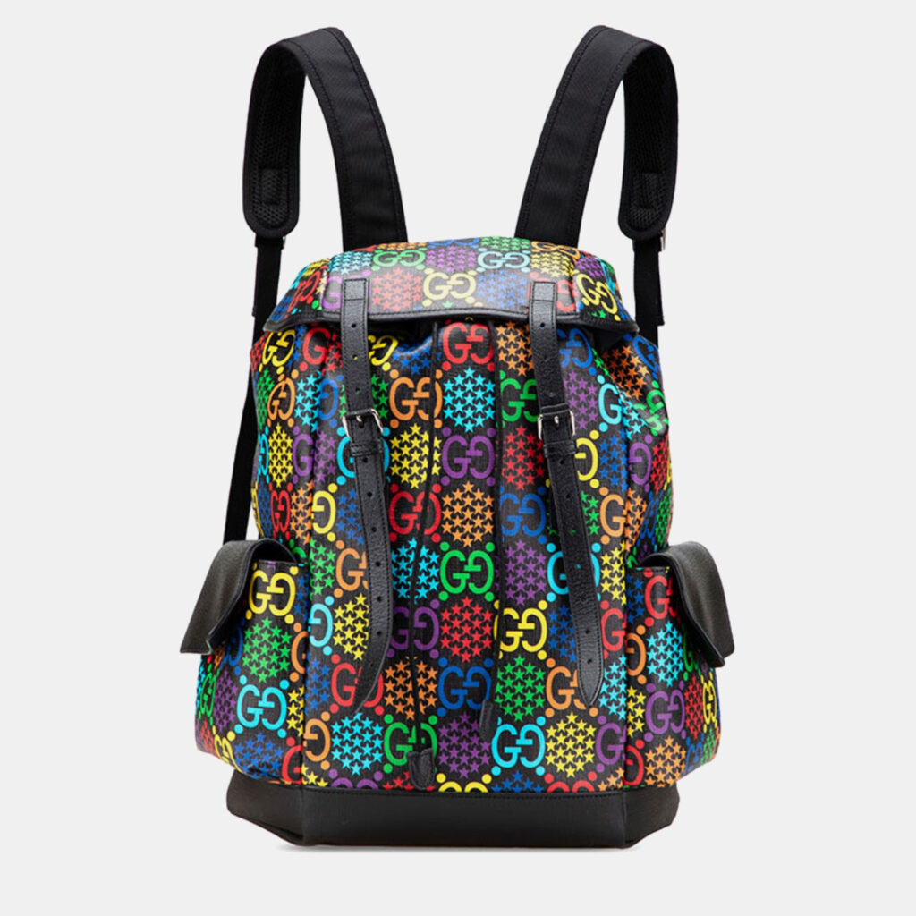 Gucci Gg Psychedelic Large Backpack Multicolor Pvc Leather Gucci Gg Psychedelic Large Backpack Multicolor Pvc Leather