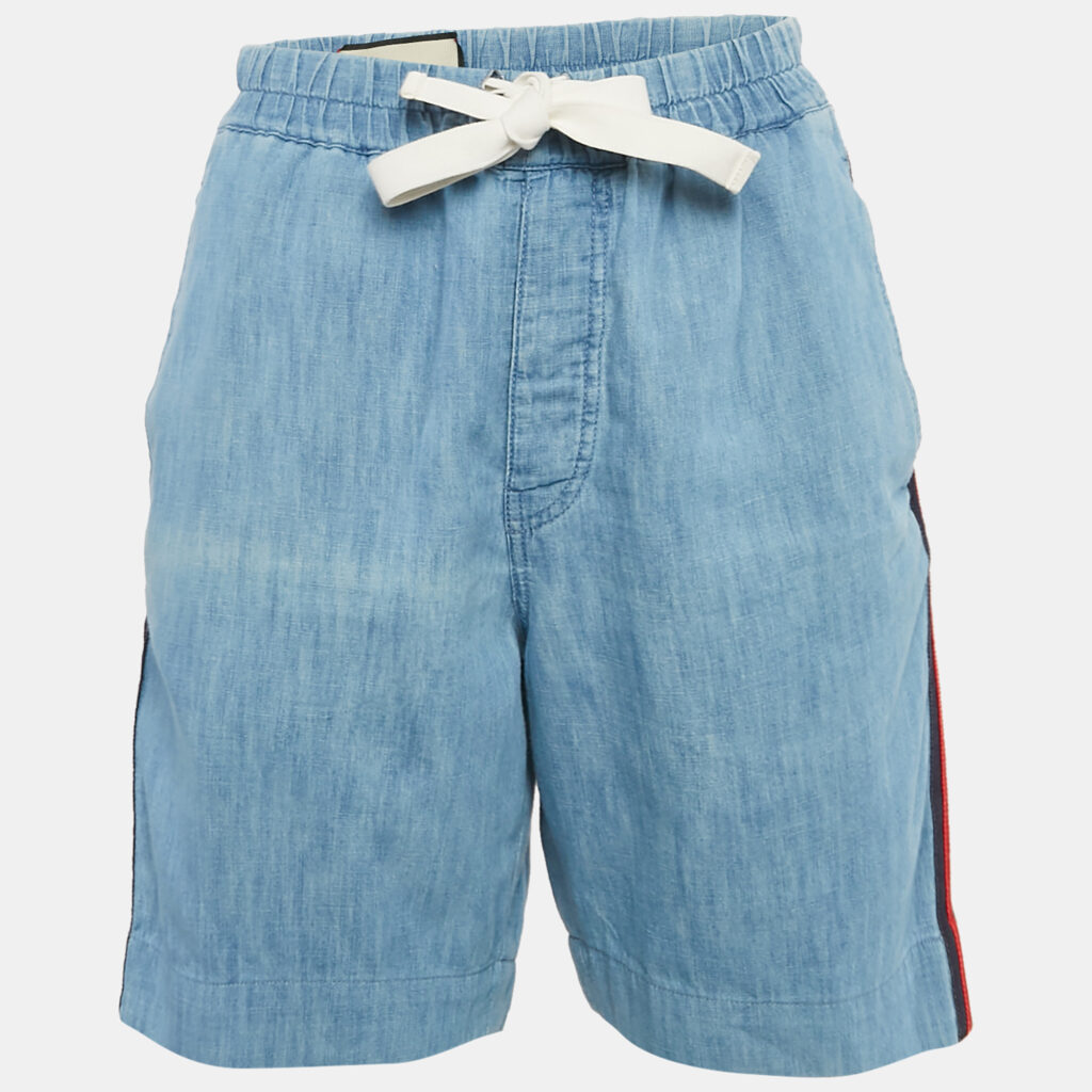 Gucci Blue Denim Contrast Tape Trimmed Bermuda Shorts XXS Gucci Blue Denim Contrast Tape Trimmed Bermuda Shorts XXS