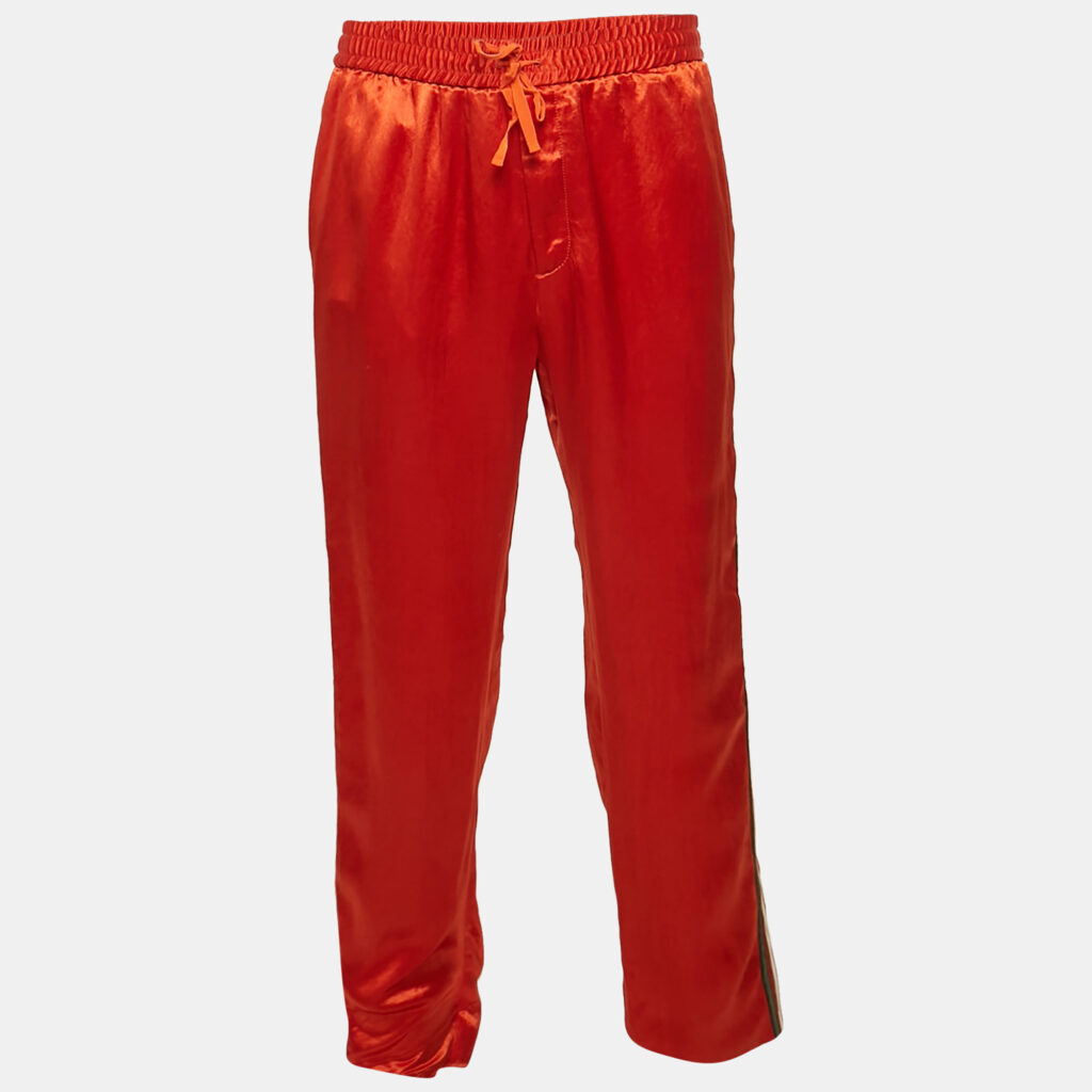 Gucci Orange Satin Web Tape Trimmed Trackpants XL Gucci Orange Satin Web Tape Trimmed Trackpants XL