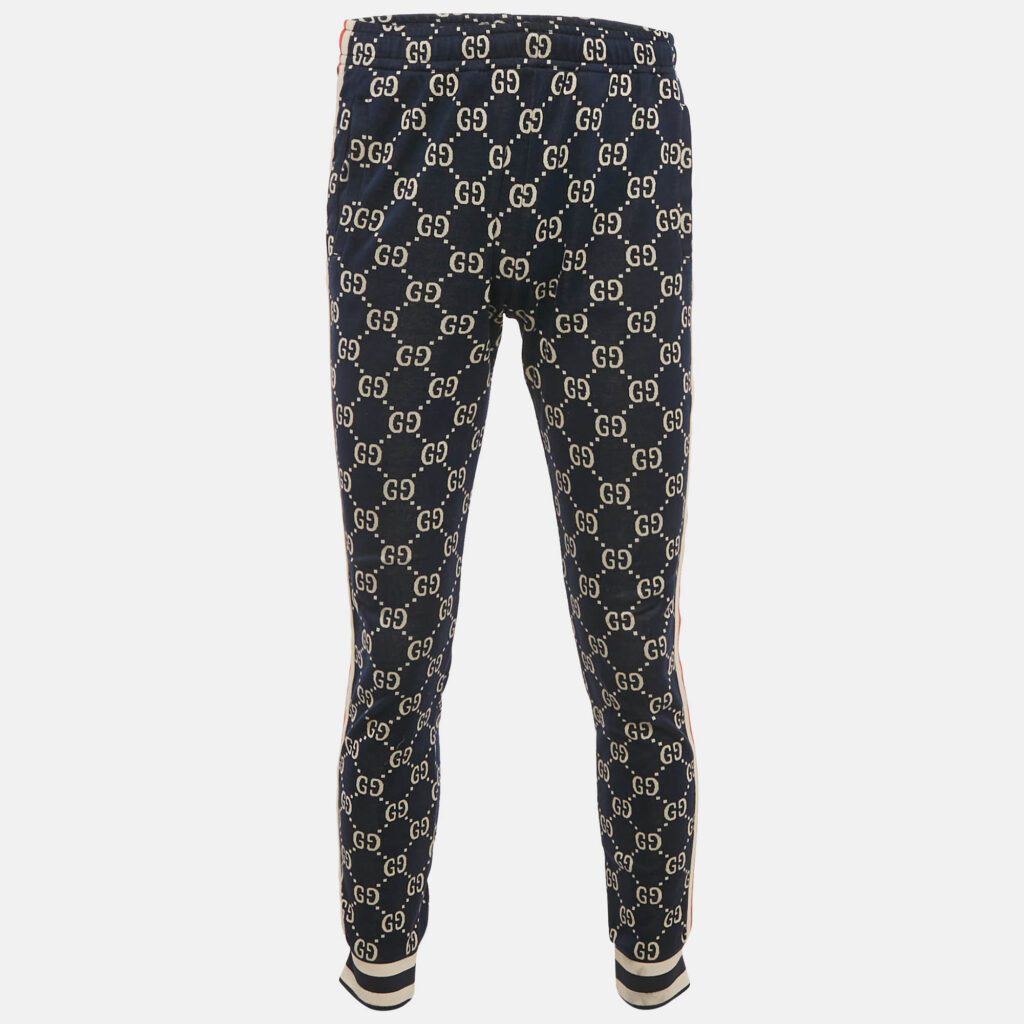 Gucci Navy GG Jacquard Jersey Jogger Pants M