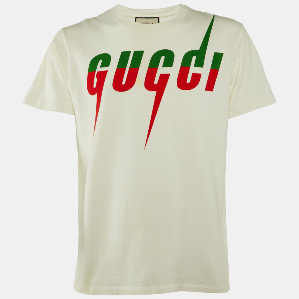 Gucci Tri Color Blade Logo Printed Cotton Knit Crew Neck T-Shirt XS Gucci Tri Color Blade Logo Printed Cotton Knit Crew Neck T-Shirt XS