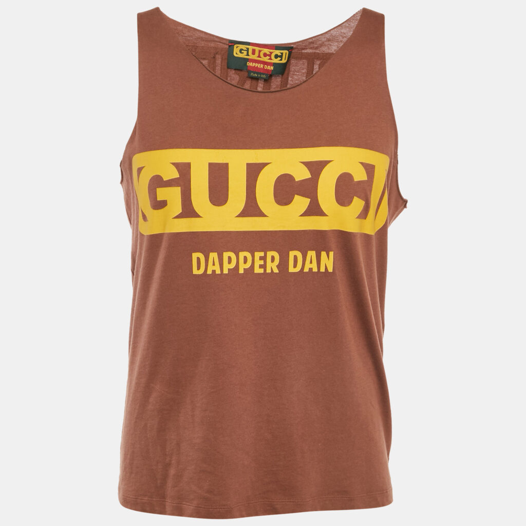 Gucci x Dapper Dan Brown Embellished Jersey Sleeveless T-Shirt XS Gucci x Dapper Dan Brown Embellished Jersey Sleeveless T-Shirt XS