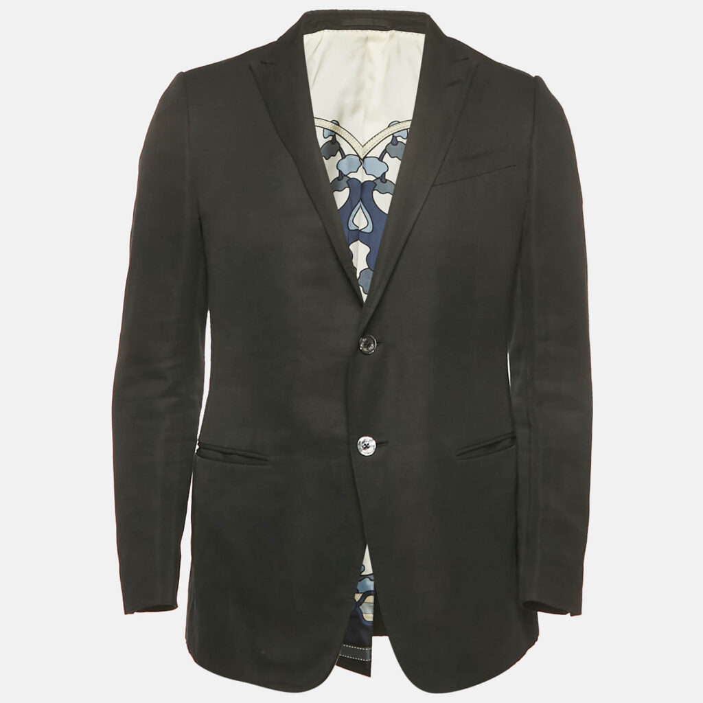 Gucci Black Gabardine Regular Fit Blazer M