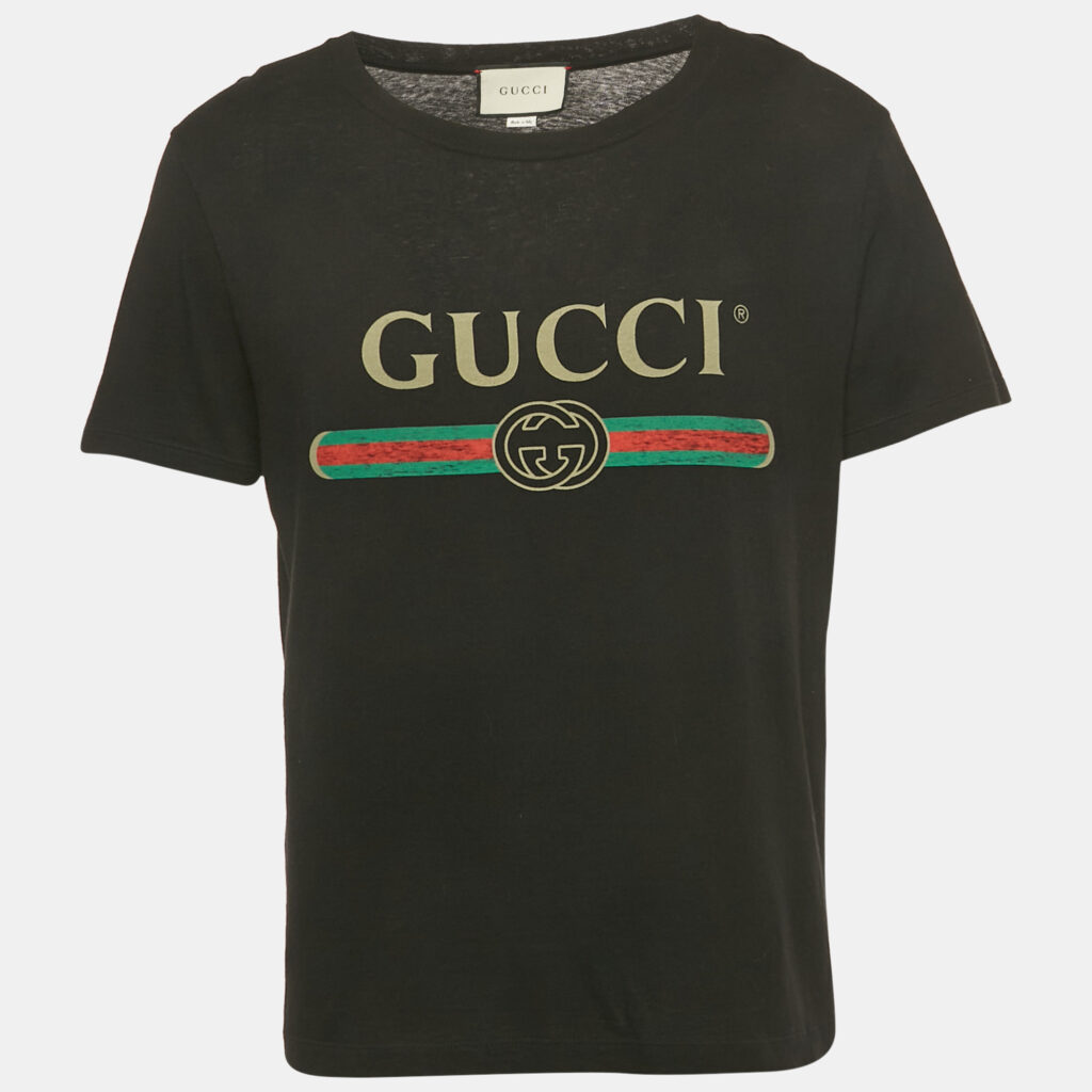Gucci Black GG Web Print Cotton Crewneck T-Shirt S Gucci Black GG Web Print Cotton Crewneck T-Shirt S