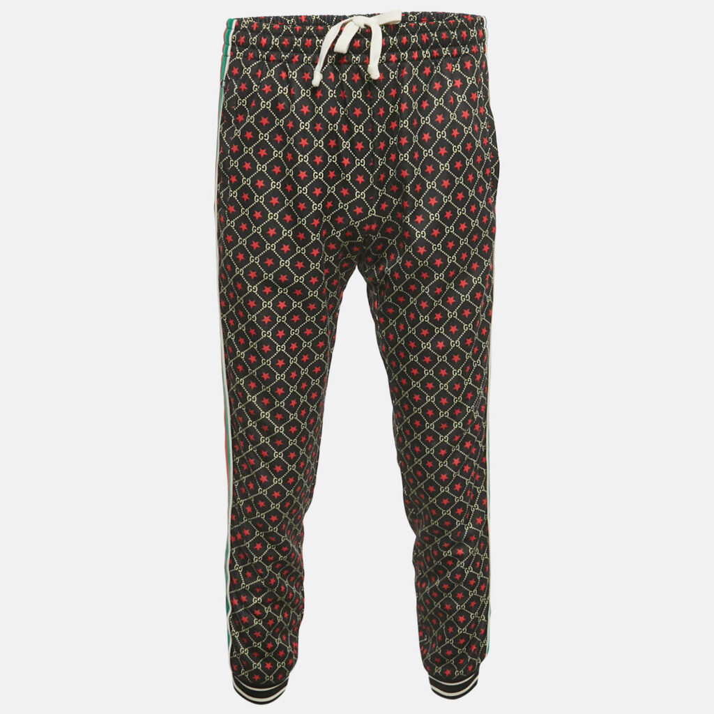 Gucci Multicolor GG Print Jersey Web Stripe Detail Track Pants S Gucci Multicolor GG Print Jersey Web Stripe Detail Track Pants S